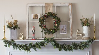 Christmas wreath and decorations